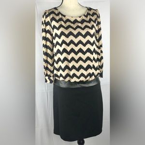 Luxology black & tan chevron dress